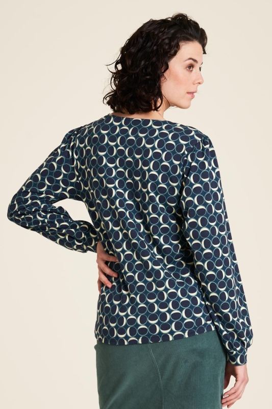 Jersey-Bluse mit V-Ausschnitt - circles